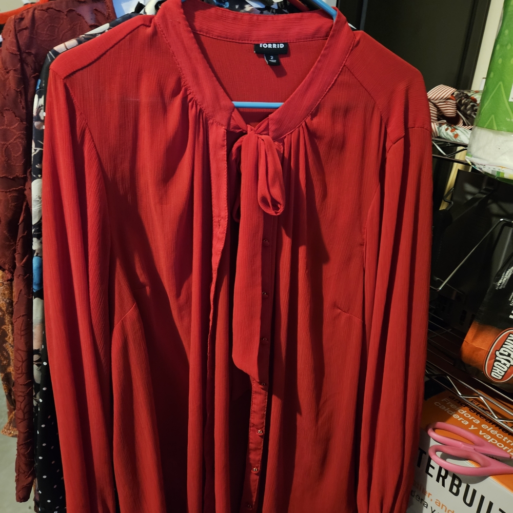 Torrid Vibrant Red Button-Up Blouse
